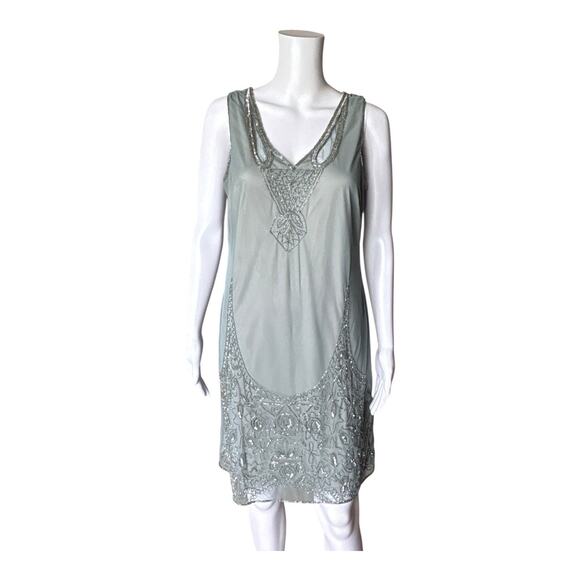 ADRIANNA PAPELL Womens Size US 10 Sage Green Sleeveless Beaded Evening Dress NWT - Picture 5 of 12